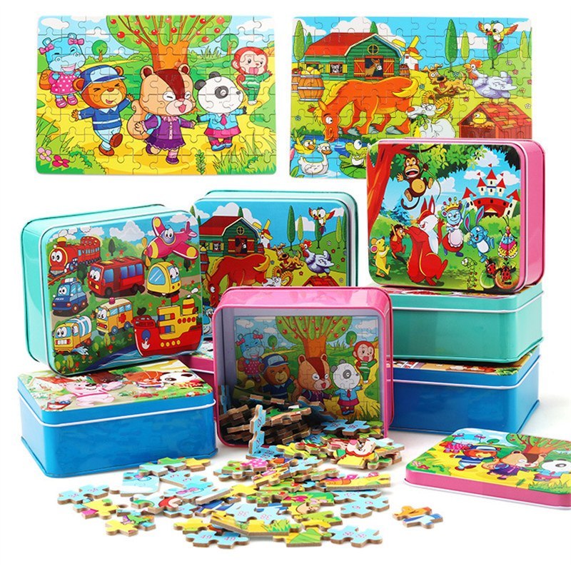 80PCS wooden puzzle