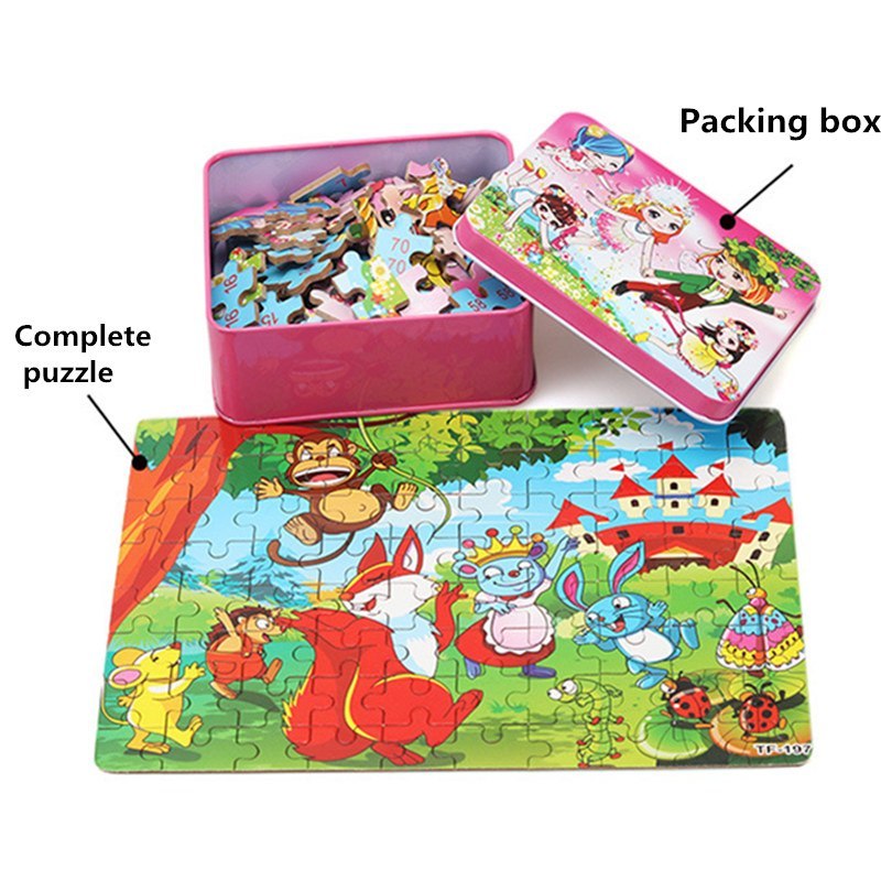 80PCS wooden puzzle