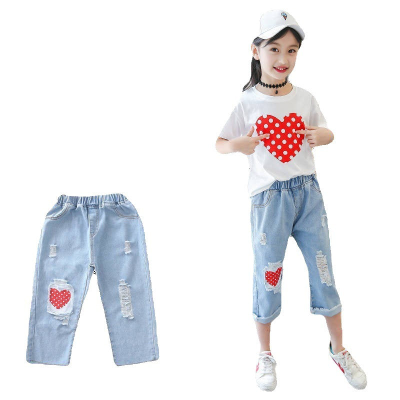 T-shirt Ripped Jeans Set
