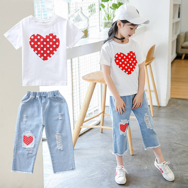T-shirt Ripped Jeans Set