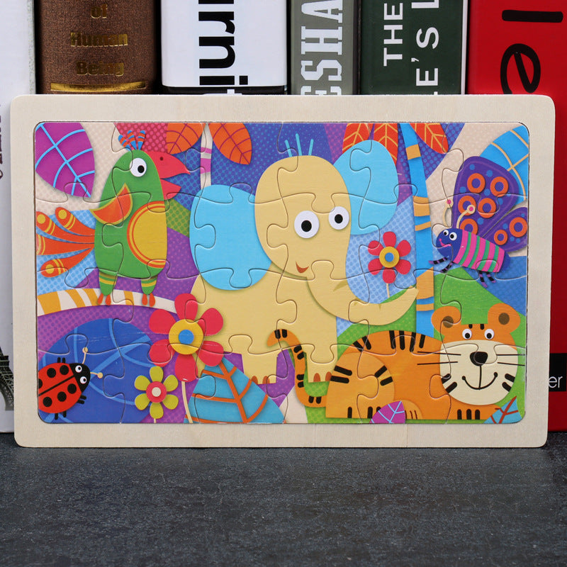 80PCS wooden puzzle
