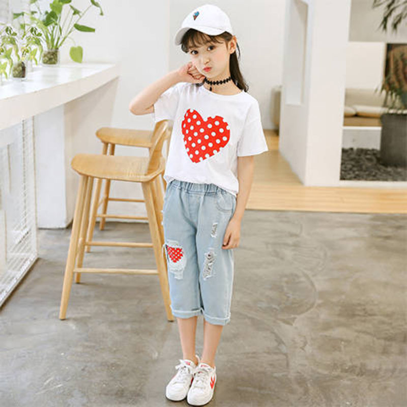 T-shirt Ripped Jeans Set