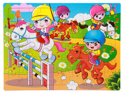 80PCS wooden puzzle
