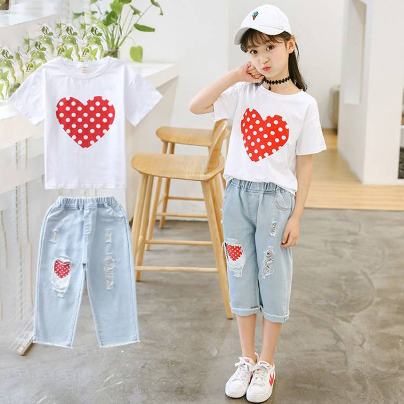T-shirt Ripped Jeans Set