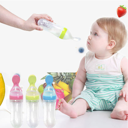 Toddler Silicone Squeeze Feeding Spoon Milk