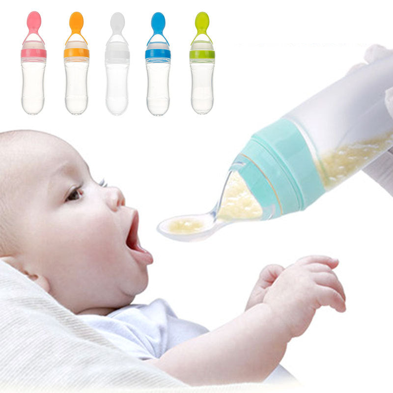 Toddler Silicone Squeeze Feeding Spoon Milk