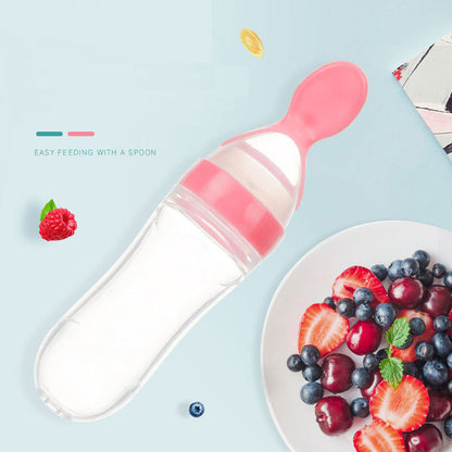 Toddler Silicone Squeeze Feeding Spoon Milk